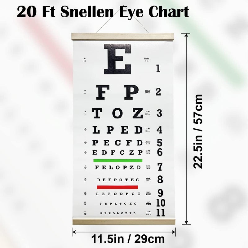 Cualfec Eye Chart,Eye Exam Chart,Snellen Eye Chart Snellen Eye Chart,Eye Chart with Pinhole Eye Occluder 20 Feet Optical Eye Test Reusable Wooden Frame Canvas Eye Chart for Kids and Adults - Image 5